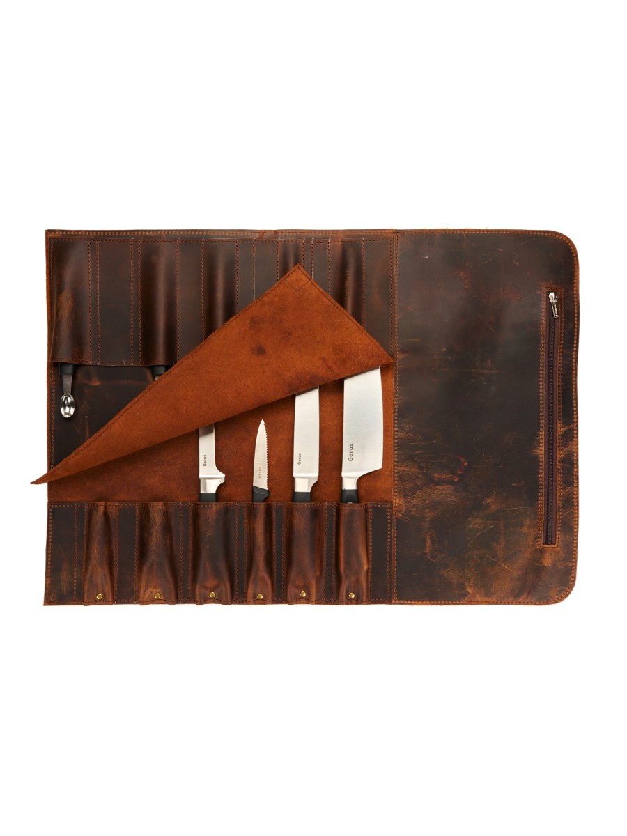 ROLL-LR757 - КОЖАНАЯ СУМКА СКРУТКА ДЛЯ НОЖЕЙ