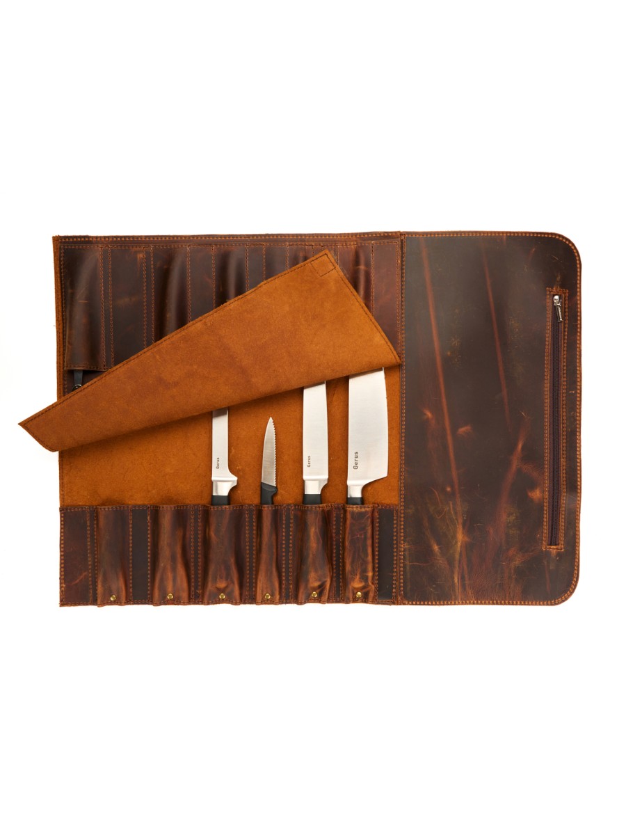 ROLL-LR758 - КОЖАНАЯ СУМКА СКРУТКА ДЛЯ НОЖЕЙ