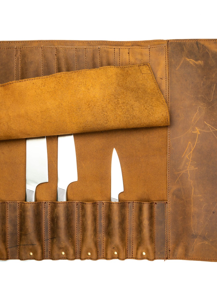 ROLL-LR749 - КОЖАНАЯ СУМКА СКРУТКА ДЛЯ НОЖЕЙ